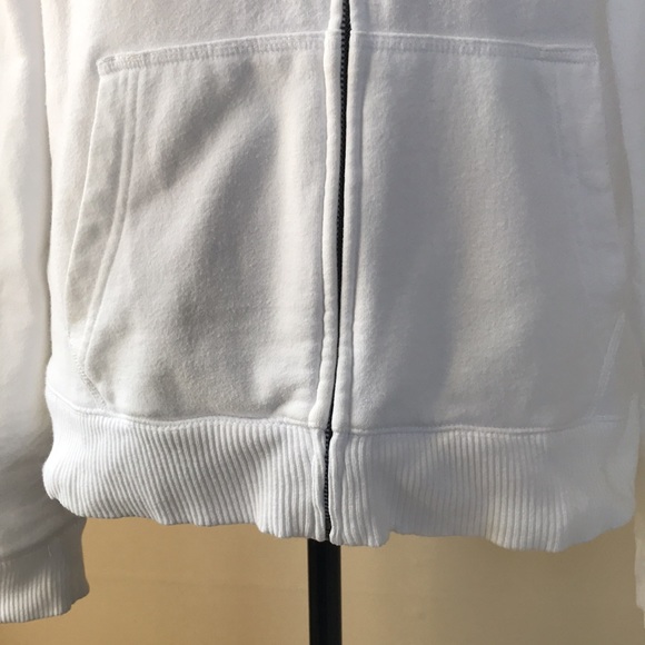 White Front Zip Hoodie with Purple and Gray Accents - Picture 5 of 8